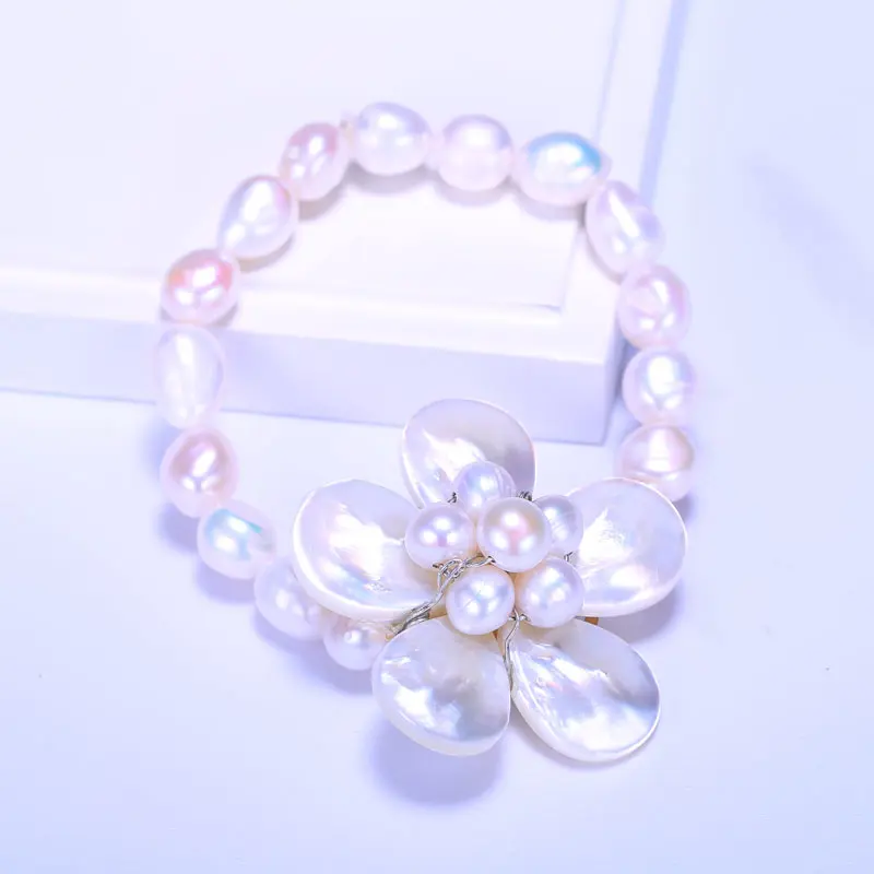 Deformity Bead 8-9 mm Five Petals Bells Of Hand-Made Woven, Elastic Rope Bracelet