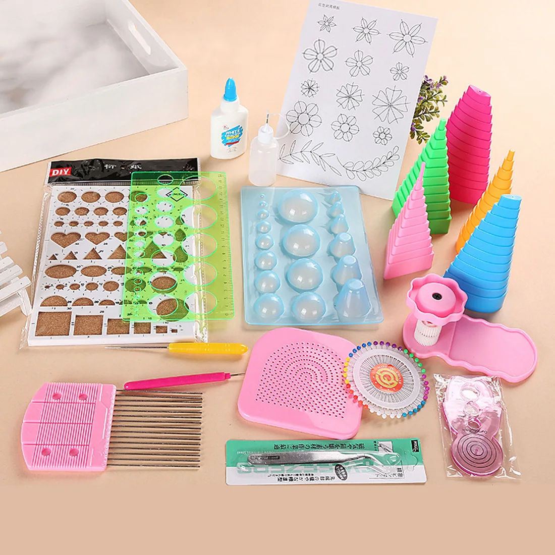 1Set Handmade Tweezer Crimping Paper Craft Quilling Paper Art Set
