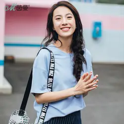 Инман корейский стиль основной стиль для женщин футболка лето 2018 г. хлопок все совпало свободный стиль