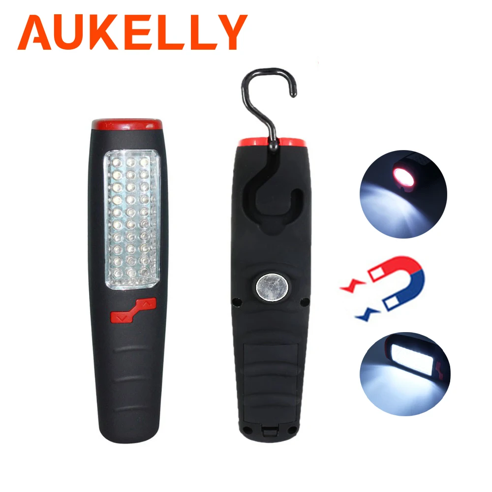 

30+7LED Hand Work Light Outdoor Repair Camping Flashlight Emergency Inspection lamp Portable Electric Torch Hook Hanging Magnet
