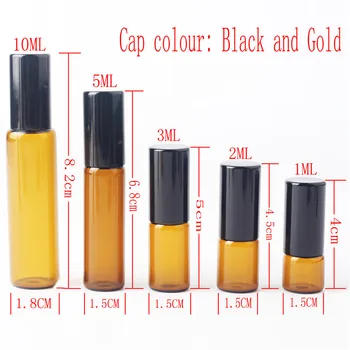 

50pieces/lot 1ml 2ml 3ml 5ml 10m Glass Roll on Bottle with Stainless Steel Roller Small Essential Oil Roller-on Sample Bottle