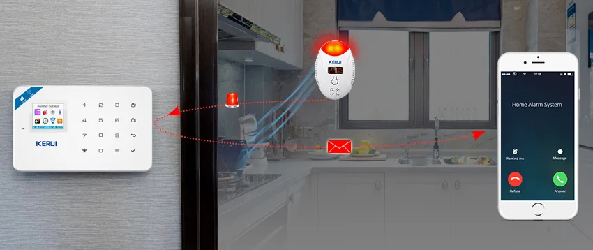 KERUI TFT Цвет Экран W18 Аварийная сигнализация wifi gsm безопасности дома приложение Управление светодиодный Дисплей голос Строб детектор