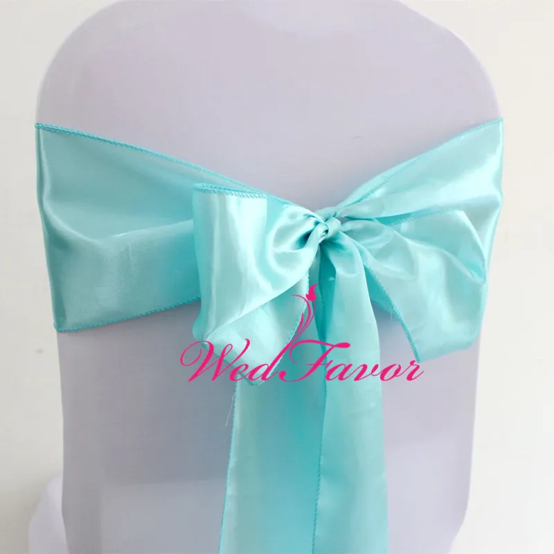 100pcs Light Tiffany Blue Wedding Chair Bow Ties Satin Ribbon Chair
