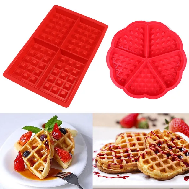 

1PC Waffle Molds Non-stick Silicone Waffle Cake Chocolate Mold Donut Maker Fondant Baking Molds Cake Decorating Mold Pan OK 0984