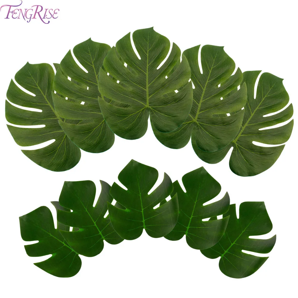 

FENGRISE Large Artificial Leaves Tropical Palm Tree Silk Green Fake Palm Leaf Table Placemats Decoration Wedding Party Hawaiian