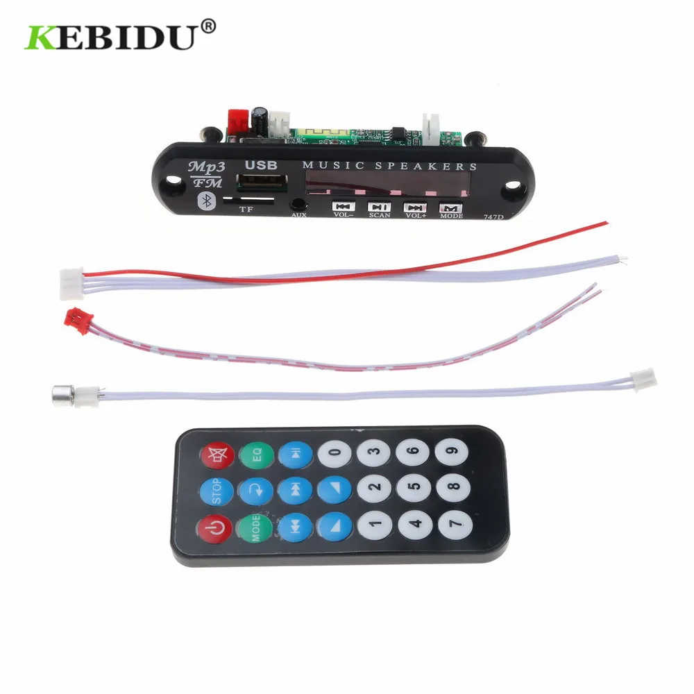 

KEBIDU Handsfree Bluetooth MP3 Player Decoder Board 3.5 AUX Mp3 Player FM TF USB Car Kit 5V/12V For Car For Iphone Android Phone