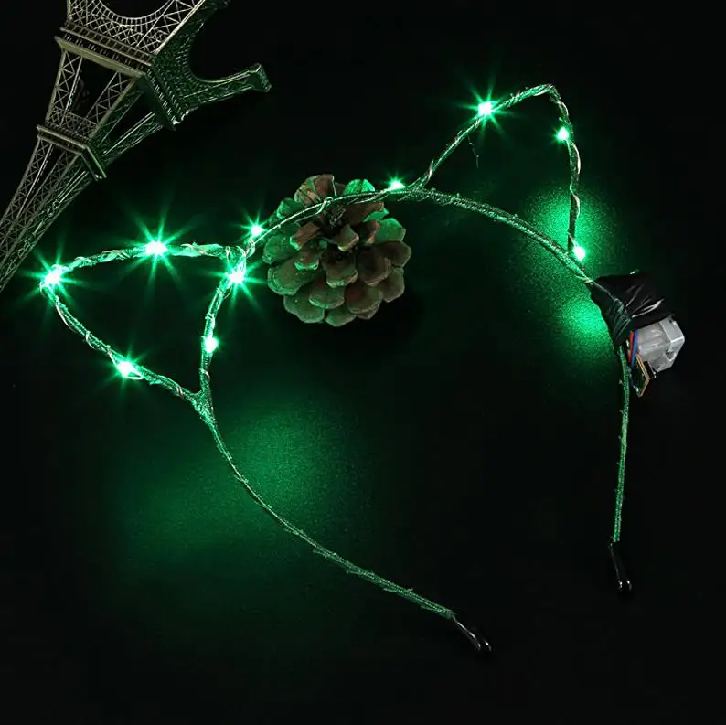 10 шт./партия, светящийся обруч с кошачьими ушками, Рождество, Хэллоуин, вечерние светящаяся игрушка - Цвет: Green light