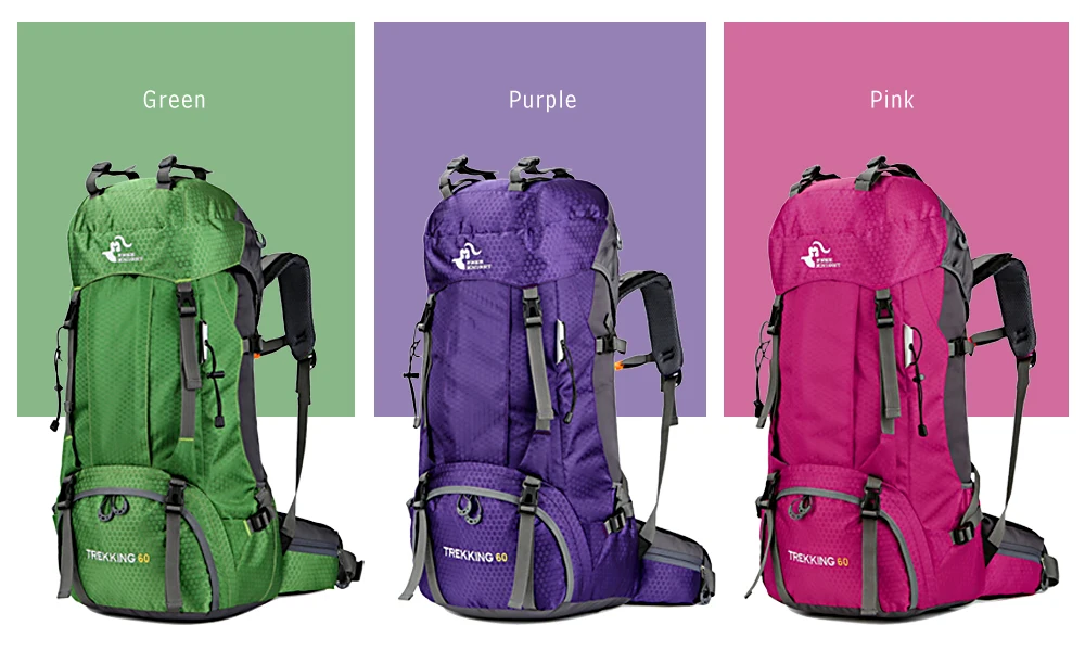 FREEKNIGHT FK0395 60L Water Resistant Climbing Hiking Backpack with Rain Cover