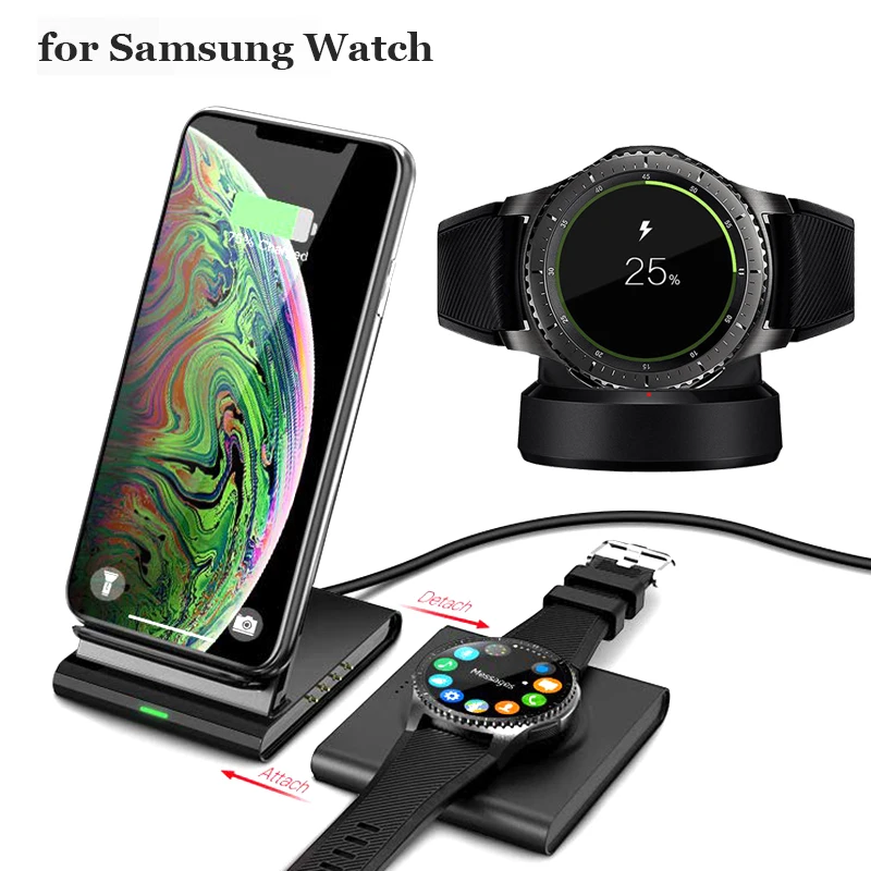 Быстрая зарядка беспроводное зарядное устройство для iphone 8 x xs max samsung s10 s9 note 9 samsung Galaxy Watch active Buds gear S2 S3 S4 Sport