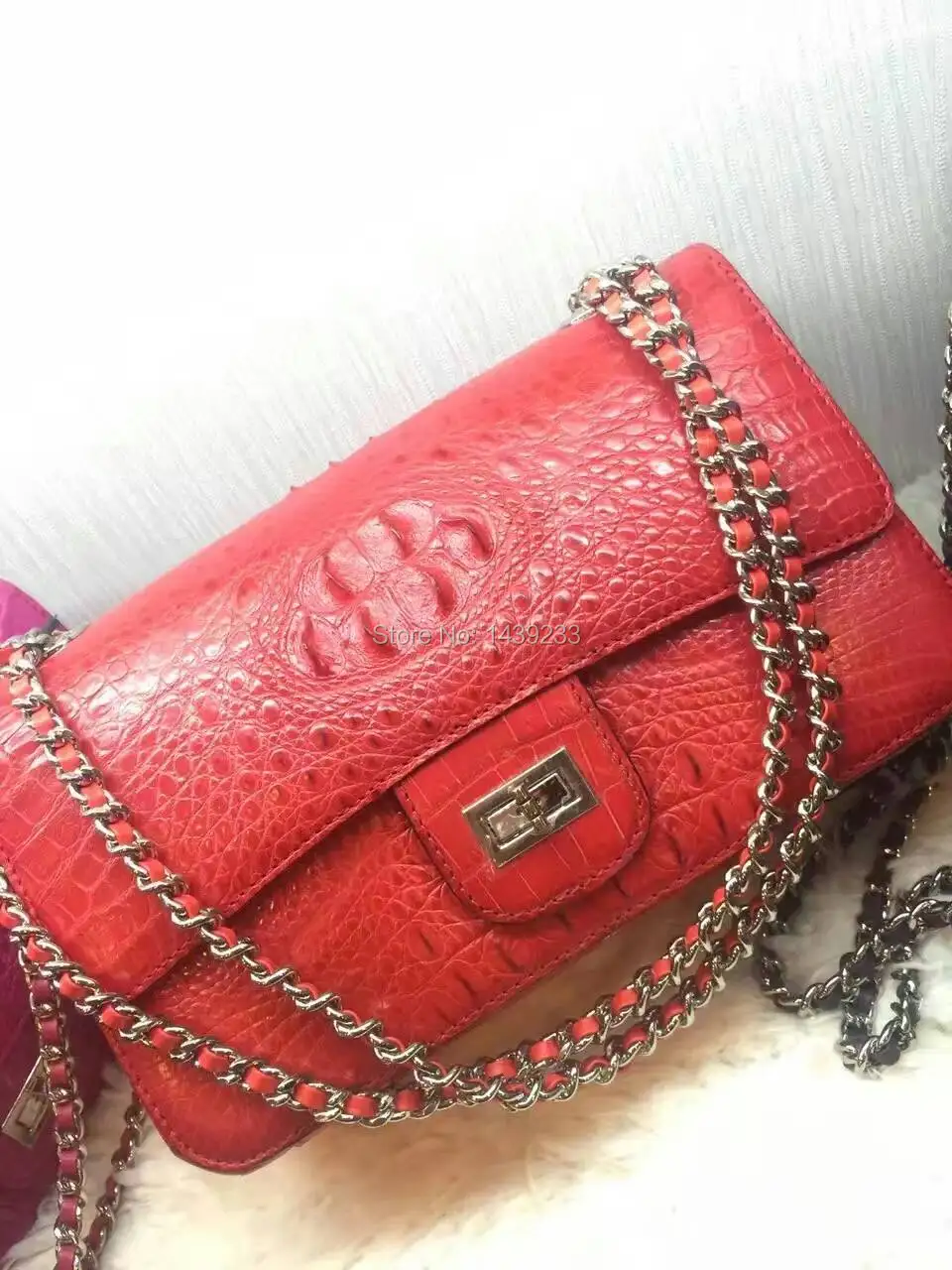 100% genuine crocodile skin leather women Shoulder handbag, 2016 fashion alligator skin lady cross body bag chain bag of women shoulder bag harajuku cat chain cross body bag soft bag miaomiao women s handbag animal head bag