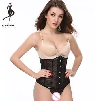 

Slimming Tummy Control Outfit Wearing Clothes Waist Cincher Shaper Floral Lace Up Boned Corset Underbust With G String 28336#