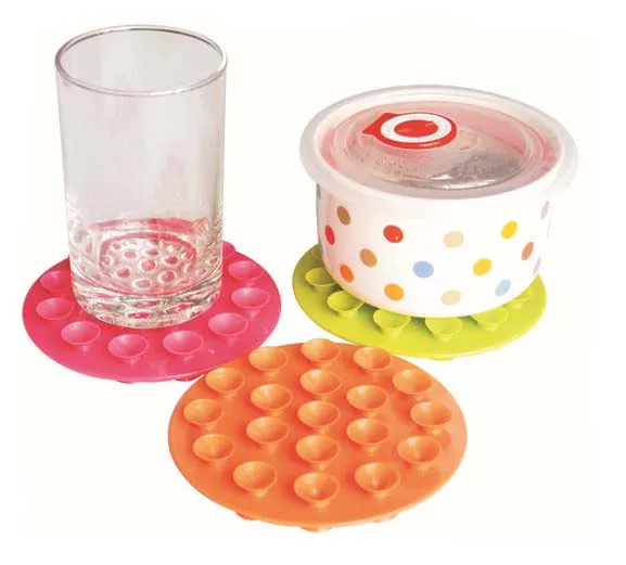 New Anti-slip baby suction cup mats 19 holes Two sidedtableware sucker mats coaster Bowl dish bowl cup non-slip pad coaster