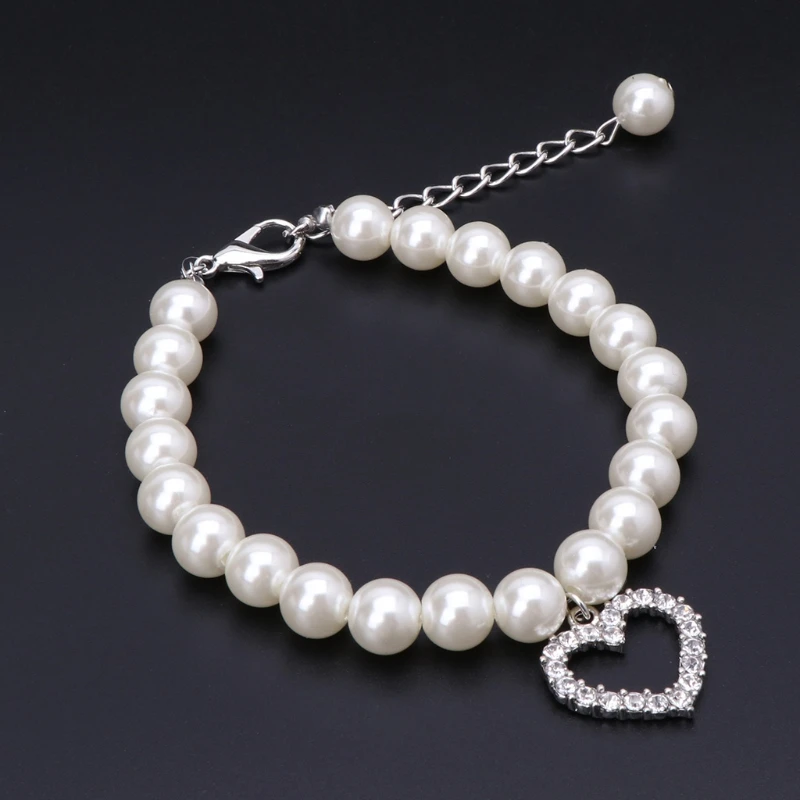 

Pet Collar Pearl Necklace Dog Puppy Cat Bowknot Custom Adjustable Identification