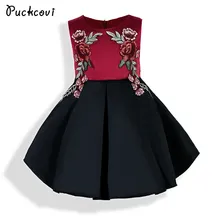 Puckcovi meninas Do Vestido Do Bebê Crianças roupas de Verão 2018 vestido de princesa Apliques partido onepiece Vestidos Meninas vestidos De Noiva Vermelho