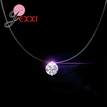 

Wholesale Price Fashion Real 925 Sterling Silver Chains with Single Sparkling Crystals Choker Necklace For Women Girls