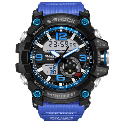 Роскошные спортивные мужские часы G style, модные, светодиодный, цифровые, ударные, кварцевые часы, водонепроницаемые, повседневные, военные, наручные часы, Relogio - Цвет: Синий