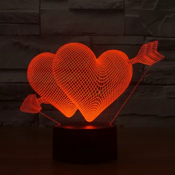 

[Seven Neon]free Shipping love heart Acrylic 7Colors Changing Desk Lamp 3D Lamp Novelty Led Night Light Millennium Falcon Light