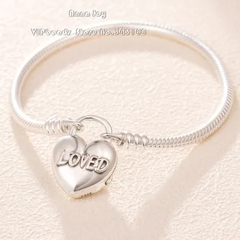 

Alissa 2019 Valentine Release Sterling Silver Moments Smooth Silver Padlock Bracelet ,You Are Loved Snake Chain Bracelets