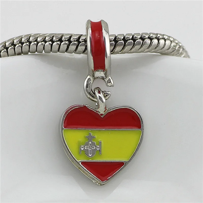 6 countries national flag pendant fit Pandora doar Charm Bracelet