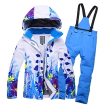 Открытый детская зимняя Лыжная одежда От 8 до 14 лет теплая одежда для девочек и ветрозащитный водонепроницаемый один двойной флис Лыжная куртка+ комбинезон