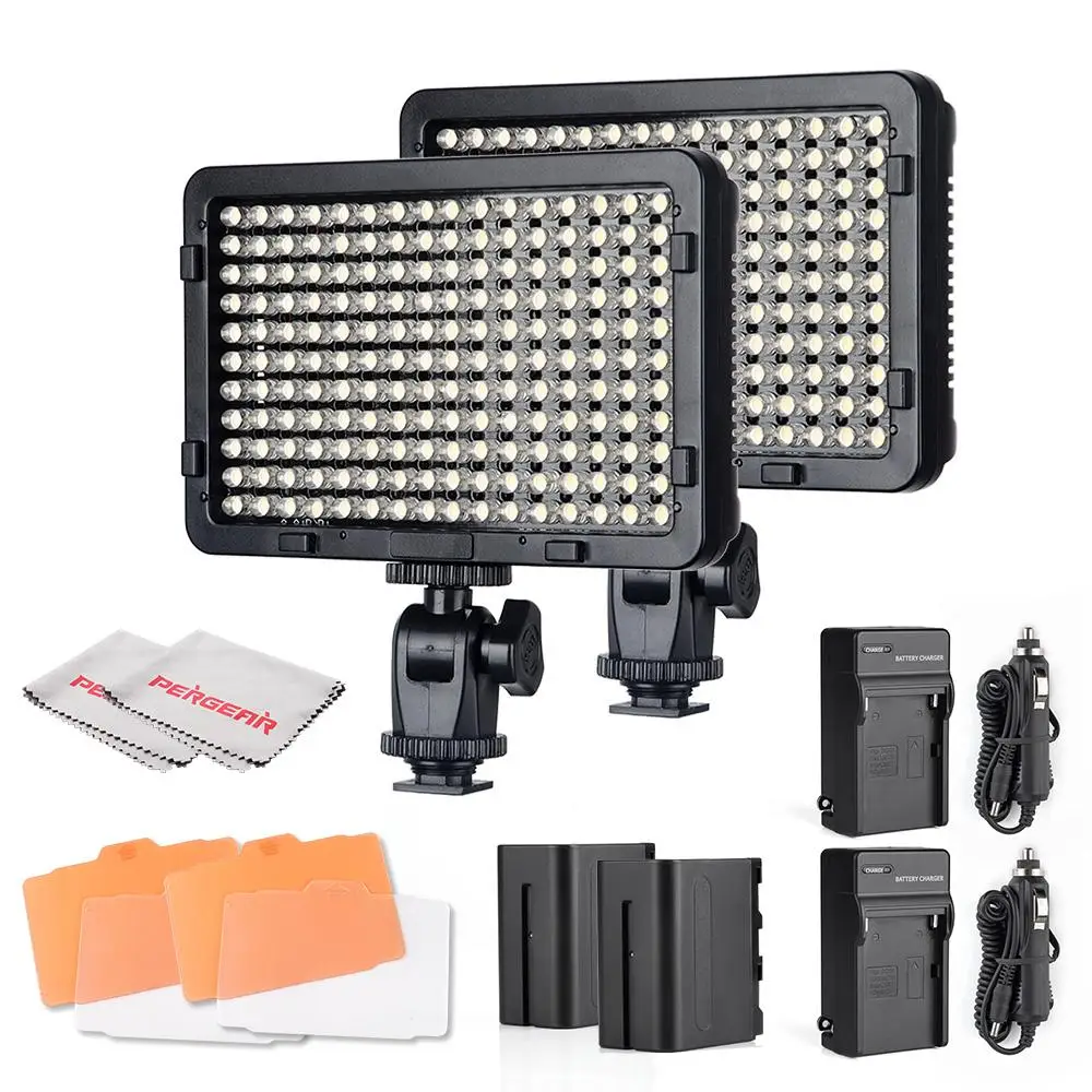 

176 Led Video Light High Power On Camera Camcorder Dimmable Photo Light Panel w/ Filters + Battery + Charger + Cleaning Cloth