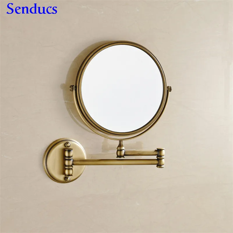 Senducs из розового золота, для ванной зеркало с Одежда высшего качества твердой латуни раза косметическое зеркало 8 дюймов 3x зеркала для ванной комнаты
