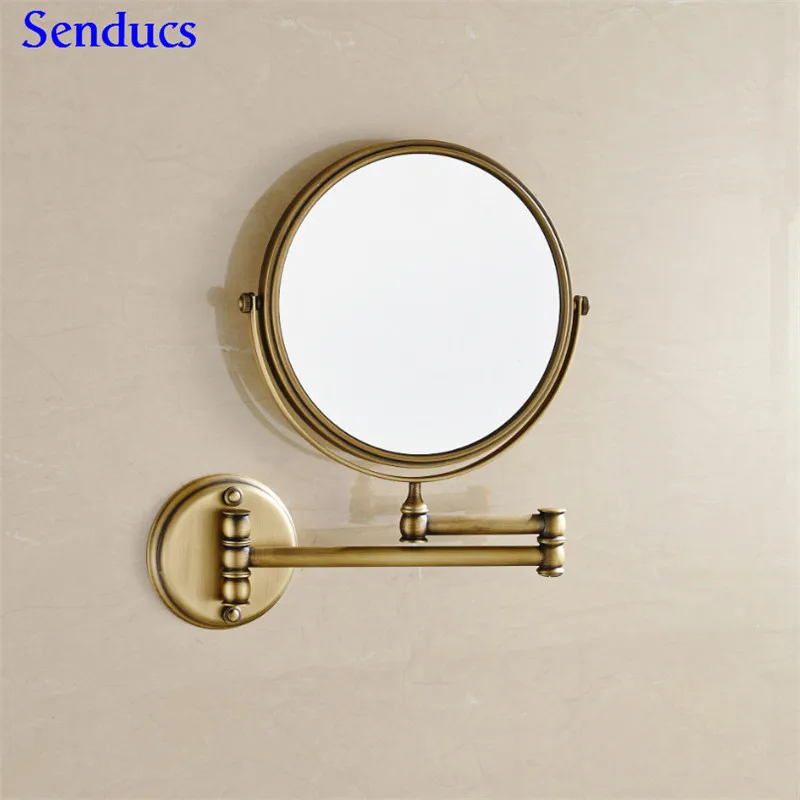 Senducs روز الذهب الحمام مرآة مع أعلى جودة الصلبة النحاس أضعاف حمام التجميل مرآة 8 بوصة 3x الحمام مرايا