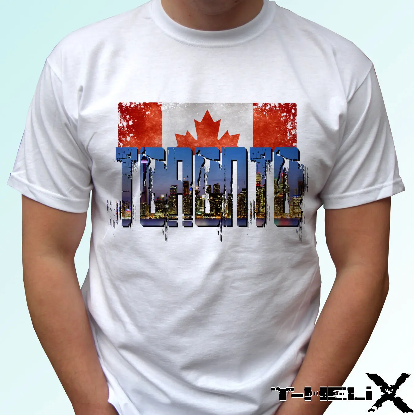 Printed T Shirt Men Toronto White T Shirt Top Canada Flag