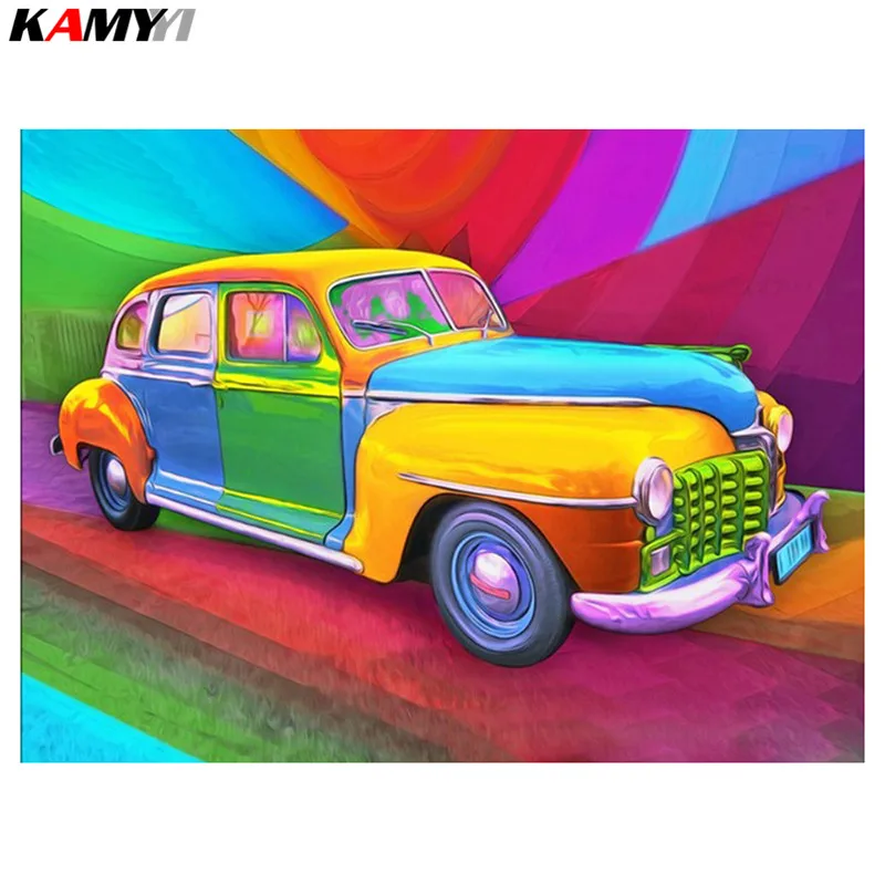 

Diamond Painting Colorful Car Full Square Rhinestones Diy Diamond Embroidery Handmade Crafts Living Room Decoration XY1
