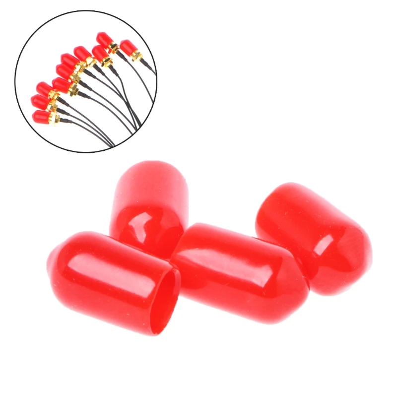 

OOTDTY 100PCS 6mm Red Protective Cover Rubber Covers Dust Cap For SMA Connector
