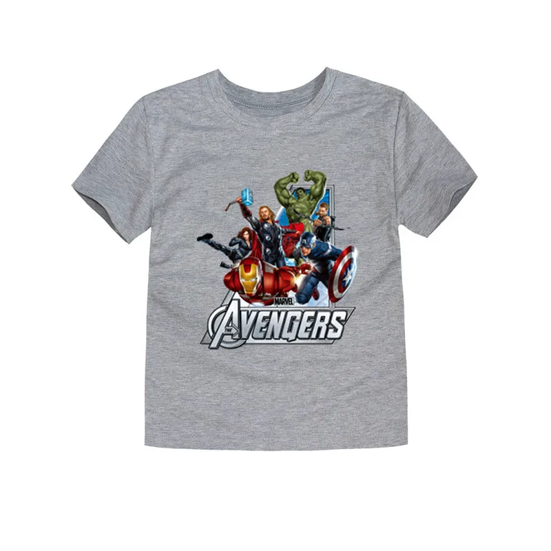 Футболка Marvel для мальчиков летние футболки, одежда для мальчиков футболка для мальчиков с принтом «мстители» одежда с короткими рукавами с героями мультфильмов для маленьких детей возрастом от 2 до 14 лет - Цвет: Серый