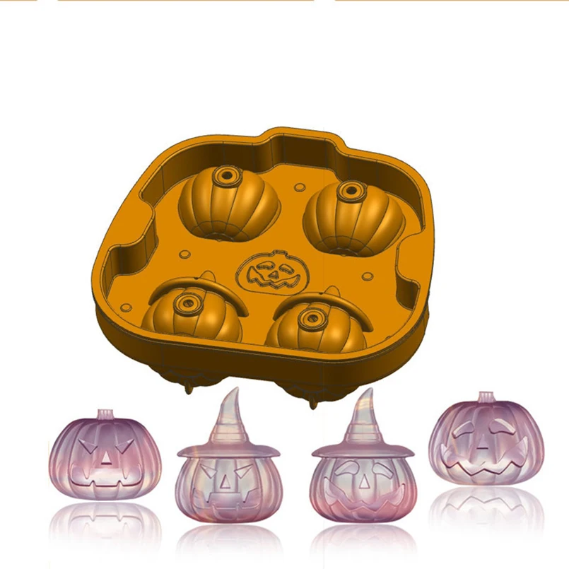 

3D Halloween Pumpkin Ice Mould DIY Tools Food Grade Silicone Whiskey Cocktail Ice Cube Maker Tray Chocolate Mold Kitchen Gadget