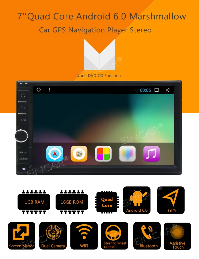 Sale 7" Touch Screen Car Stereo GPS Navigation + Wireless Rear View Camera, 2 Din Android 6.0 Car Radio Stereo 2 Din GPS Navigation 8