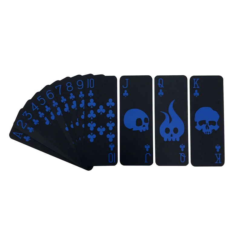2Sets/Lot Portable Mini Black Poker Set Creative Skeleton Foil Gift Waterproof Plastic Playing Cards Board Game 87*32mm qenueson