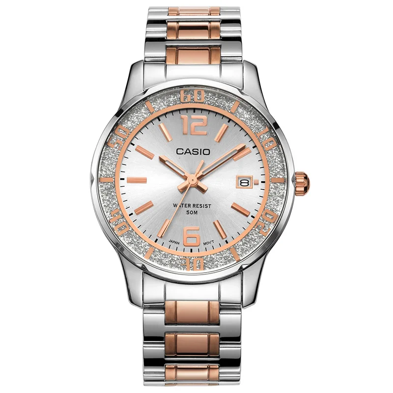 Casio, женские часы, 50 метров, водонепроницаемые, новые, указка, серия, модные, бизнес, женские, кварцевые часы, белая пластина, LTP-1359, для девушек - Цвет: LTP-1359RG-7A