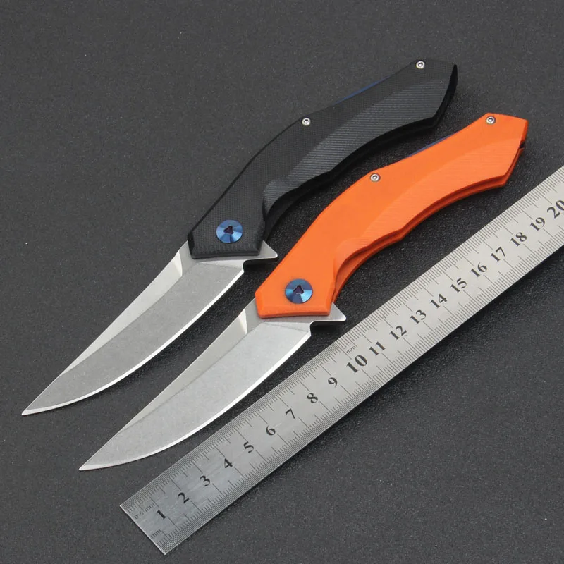 

Wizard F95 Folding Knife Stone Polished D2 Blade G10 Handle Outdoor Survival Camping Hunting Pocket Knife 22cm