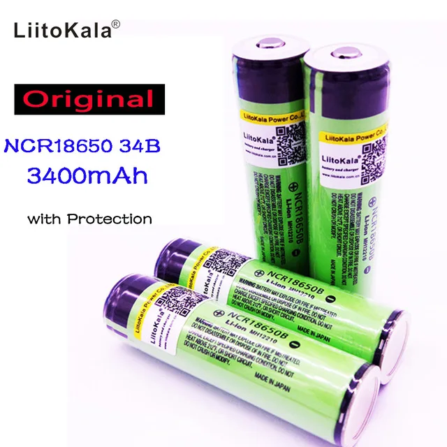 

6PCS 2017 Original LiitoKala 18650 3400mAh battery 3.7V Li-ion Rechargebale battery PCB Protected For NCR18650B 18650 3400