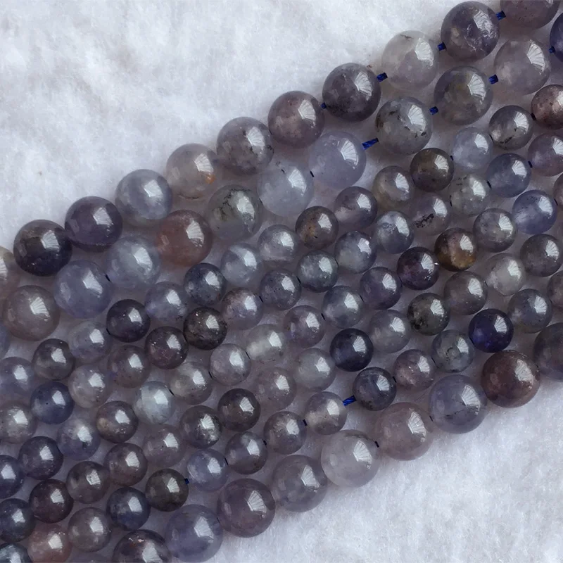 Натуральный темно-синий фиолетовый иолит Рысь камень дихроит круглый свободные драгоценные камни бусины 6 мм, 8 мм, 10 мм, 12 мм 1" 05568