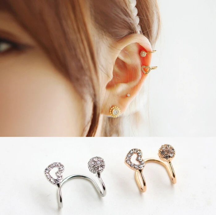 Dshine 2017 New Brincos Vintage No Piercing Women Crystal Rhinestone Dshine 2017 New Brincos Vintage No Piercing Women Crystal Rhinestone Heart Clip Earrings Gold Silver Ear Cuff In From Jewelry Accessories On