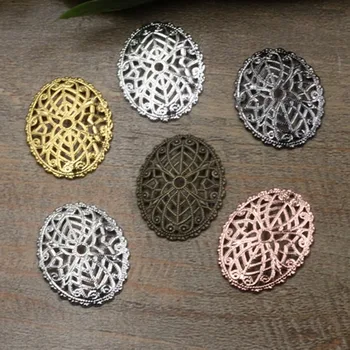 

100 PCS 22*17mm Copper Flower Slice Hollow Out Filigree Wraps Connectors Charm DIY Jewelry Accessories cy1318