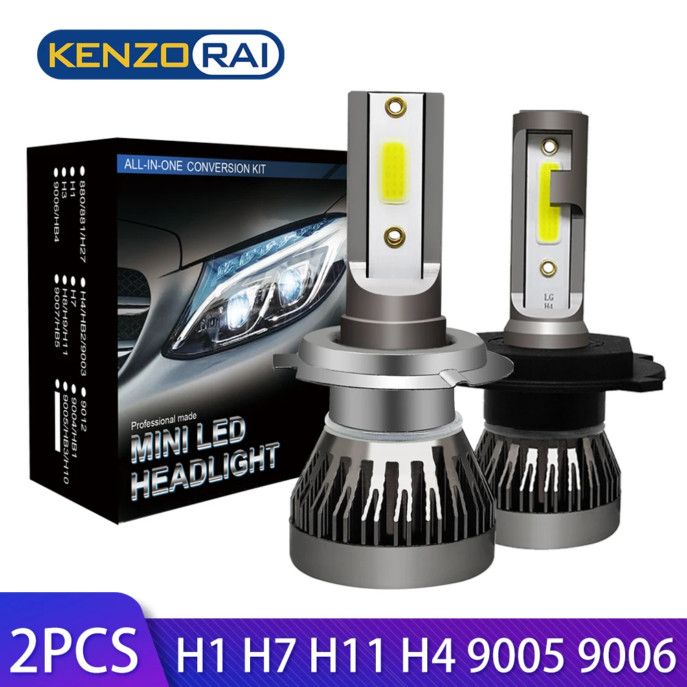 

KENZORAI Car LED Headlight H1 H4 HB2 9003 H7 H11 Auto 9005 HB3 H10 9006 HB4 9012 Bulb 6000LM 12V 36W 6000K Waterproof Headlight