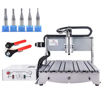 

CNC6040 milling machine aluminum frame mach3 control 0.8KW water cooling spindle with 5pcs mill bits