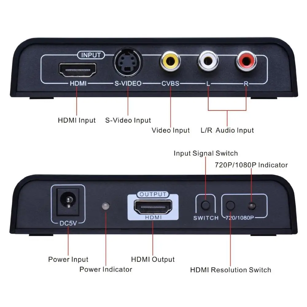 S-video HDMI композитный AV RCA к HDMI конвертер Scaler 1080P S-video HDMI CVBS к HDMI коммутатор конвертер