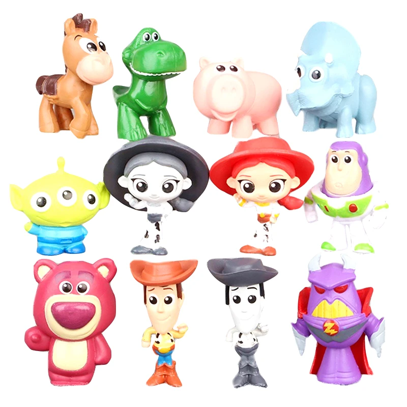 

12pcs/set Disney Pixar Toy Story 4 3 Buzz Lightyear Woody Jessie Rex Dinosaur Bullseye Horse Zurg Action Figure Model Dolls Toys