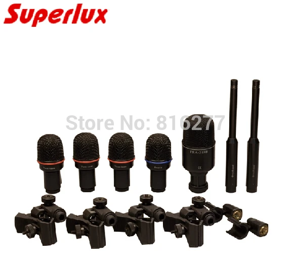 Superlux DRKK5C2 барабанный микрофон набор инструмент 7 штук с зажимами пакет