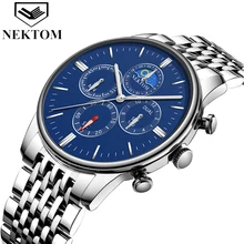 NEKTOM men Watches Top Brand Luxury White Gold Watch Fashion Quartz Watch Business Reloj Waterproof Wristwatch