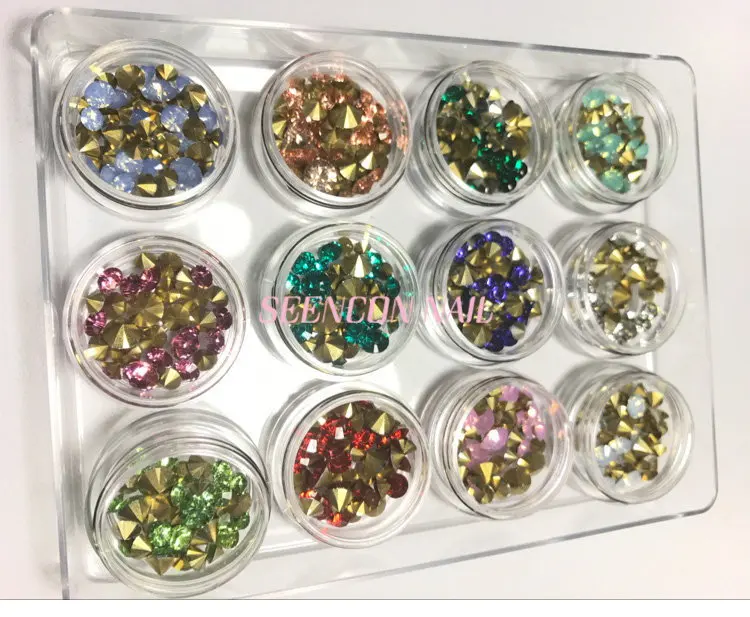 Vidro da Arte do Unha Diamante de Cristal Japanese Unha Moda Cores Aleatórias Mistura Pointy Volta Rhinestone Glitter Conjunto Art 12 11 Beleza e saúde