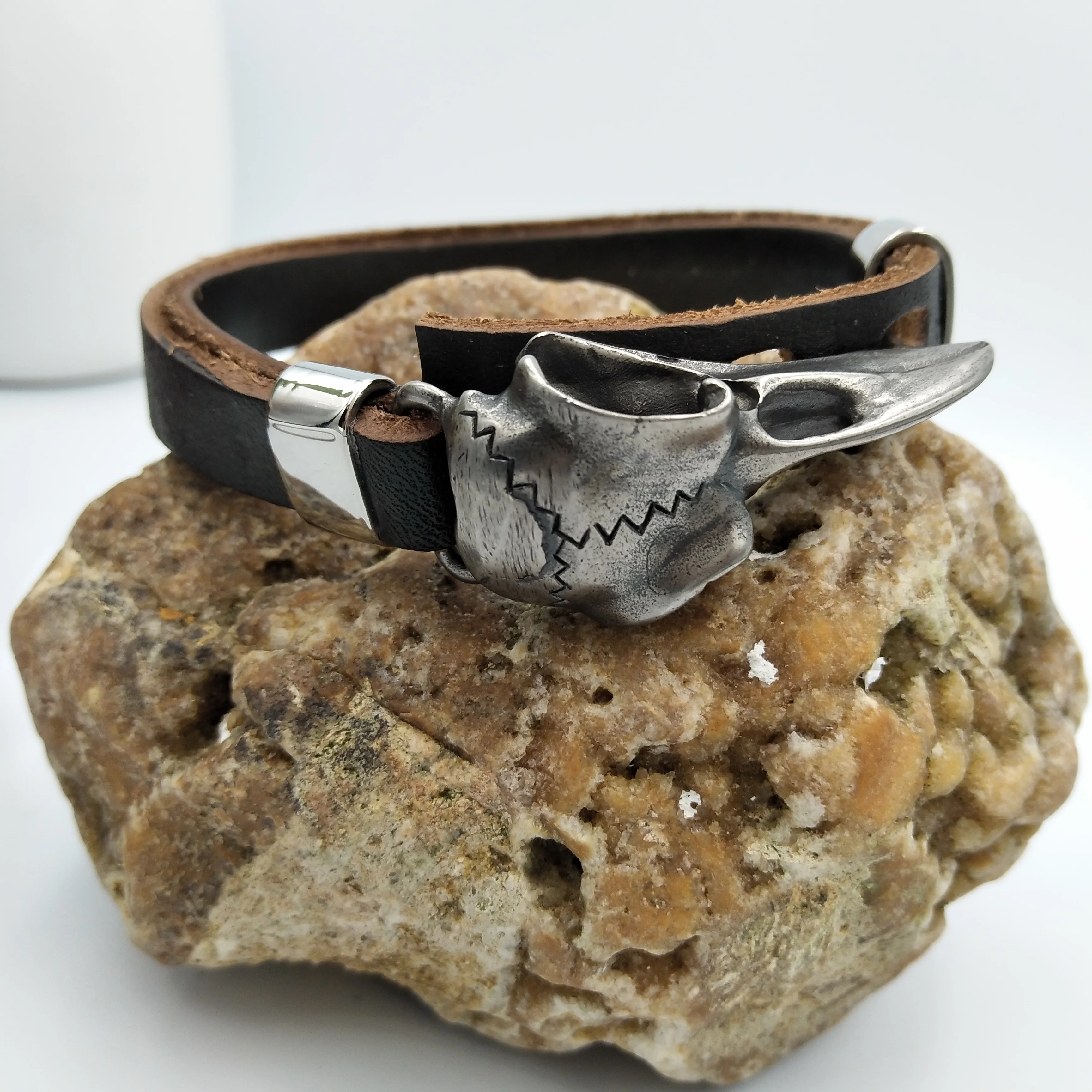 Viking Odin Raven Stainless Steel Leather Bracelet Vikings Accessories Vikingos Bangle Adj bangle bracelet stainless steel bracelet leather bracelets