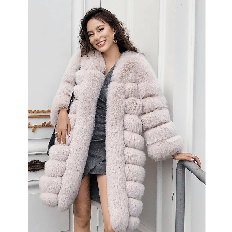 

CP Faux Fox Fur Long Coat Women Fashion Stand Collar Fur Jackets Women Casual Covered Button Pockets Coats Female Ladies CP134