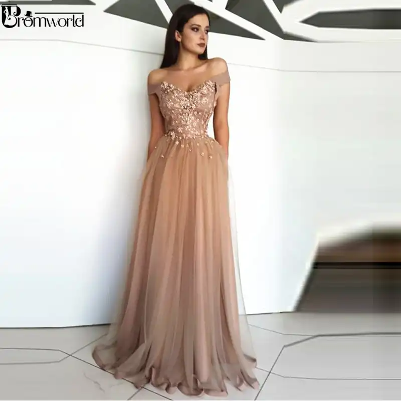 champagne prom dresses long